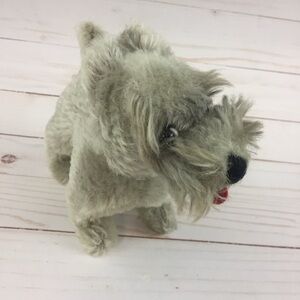 Vintage Mohair Schnauzer Stuffed Plush Dog Glass Eyes No Tag Baki ? Mid Century